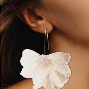 Ivory Flower Fishhook Drop Earrings